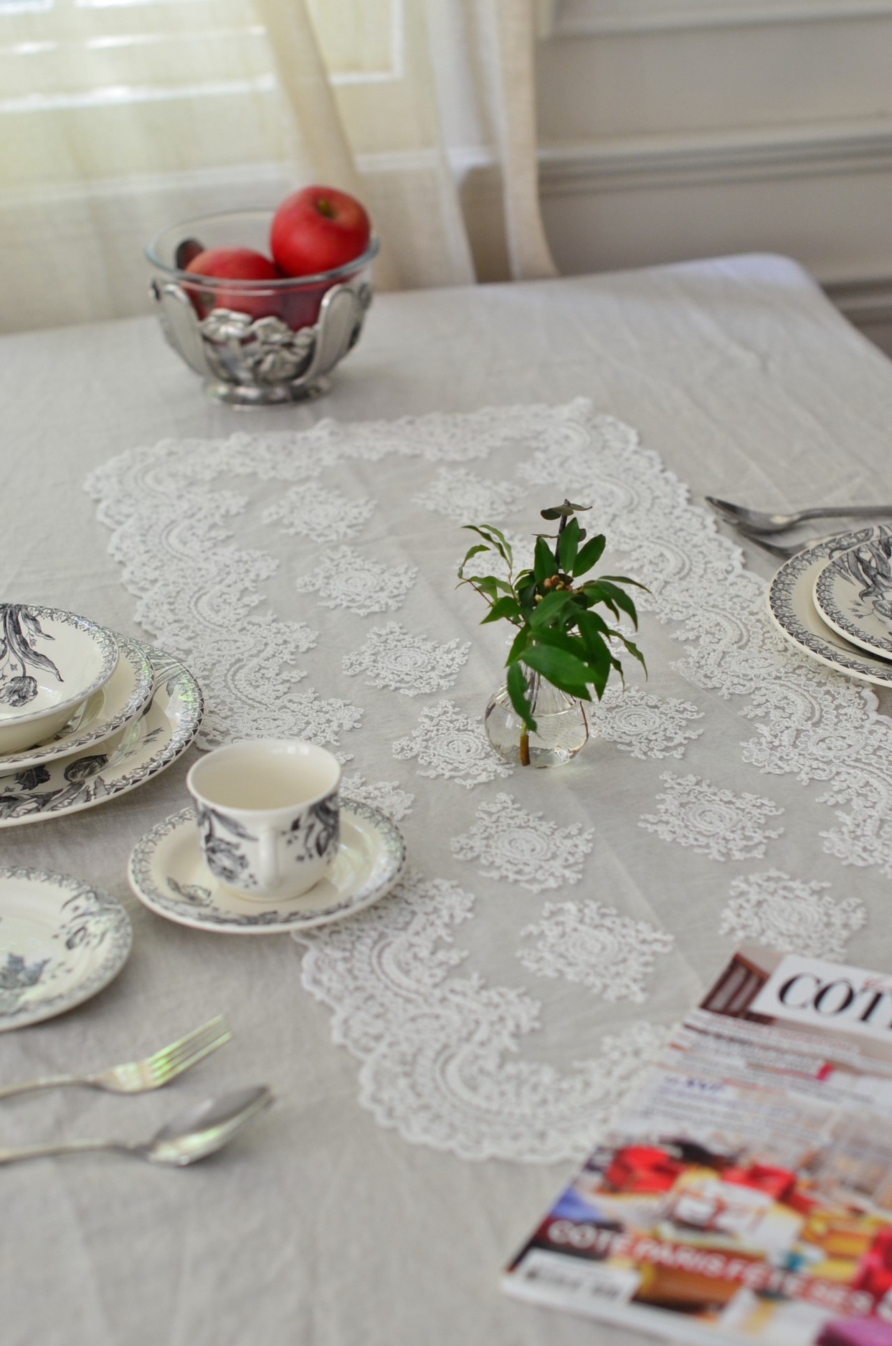{ CHEZ MOI }∞Luxury 蕾絲桌旗 40x90cm (兩色)