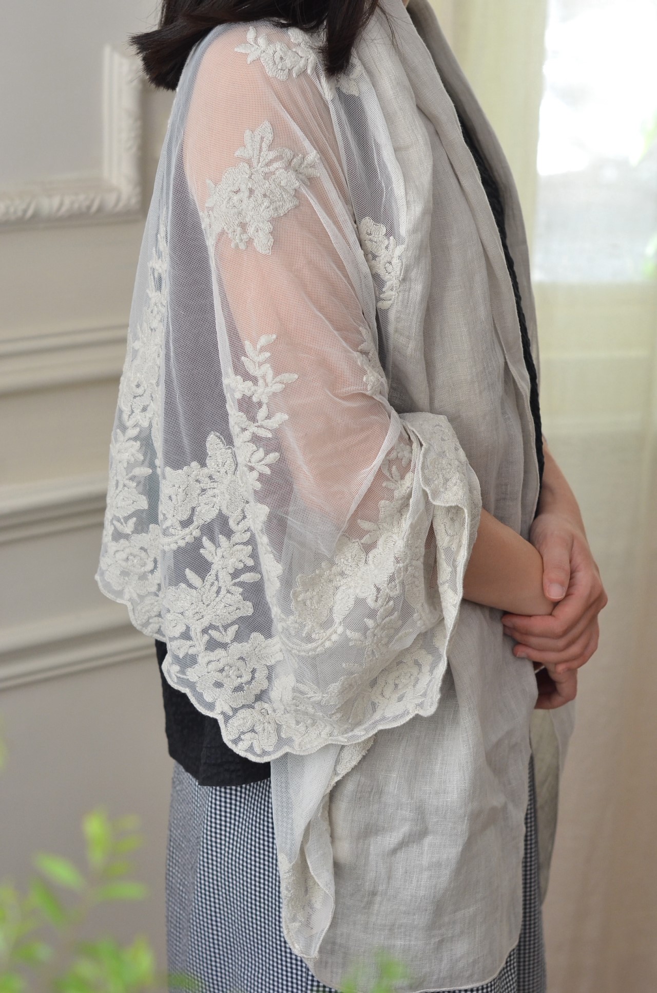 { Chez moi }∞ Chiara 亞麻蕾絲圍巾 (5色)