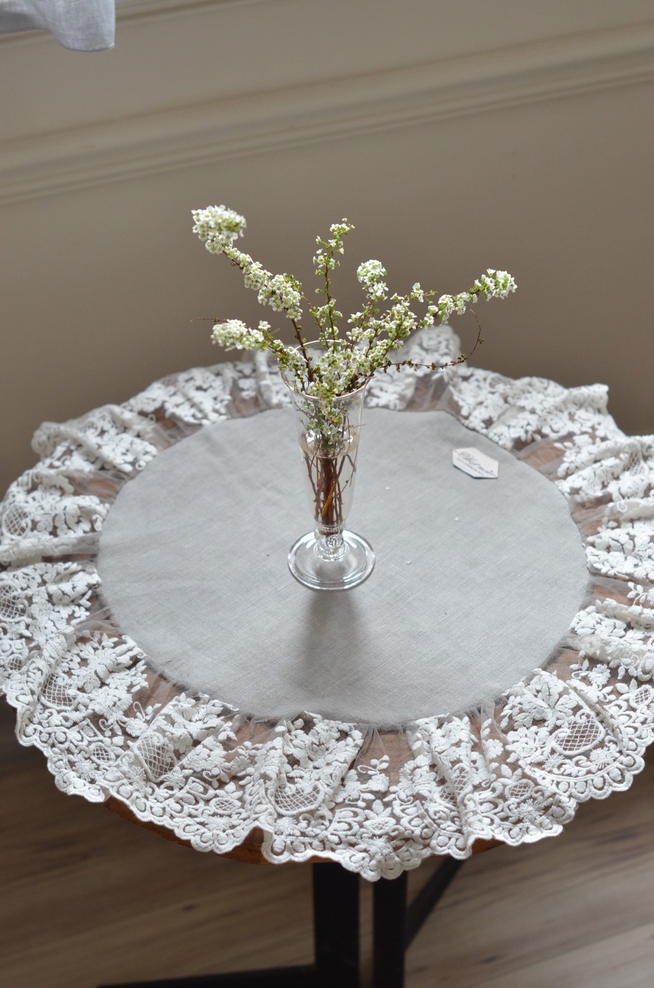 { CHEZ MOI }∞ 圓形亞麻蕾絲桌巾 60cm (6色)