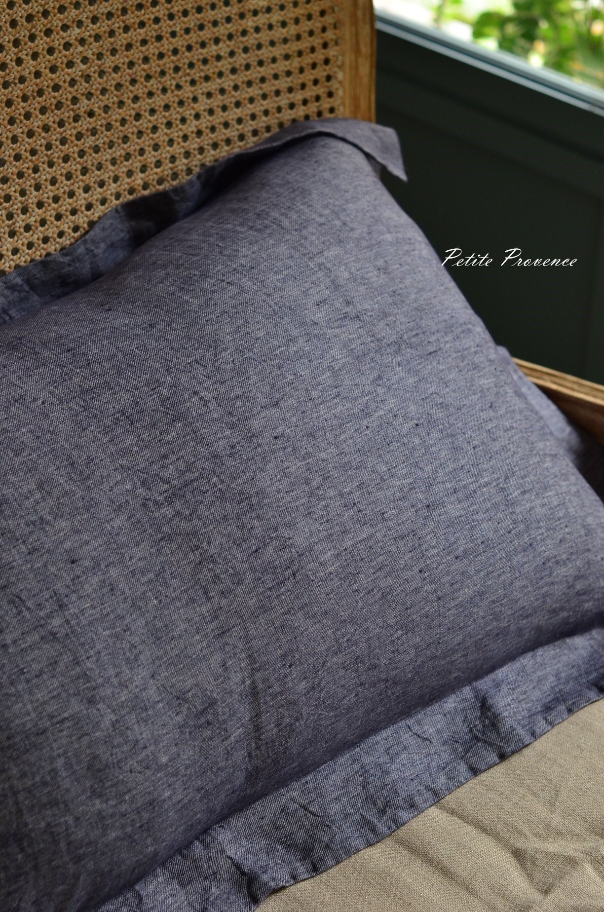 {LIBECO} ∞ Riggs-Navy  ∞ 亞麻寢具三件組 ∞ 標準雙人