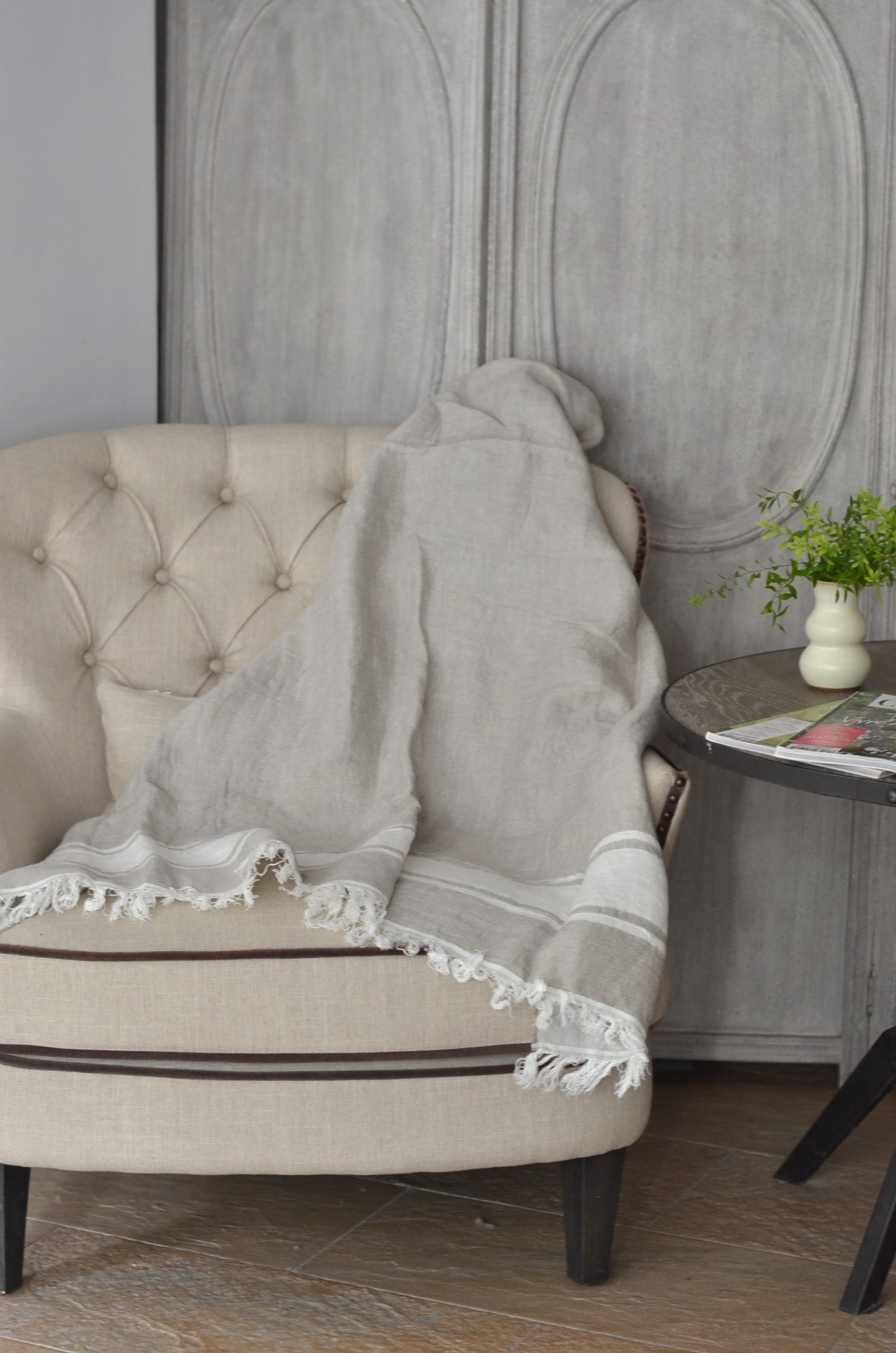 {LIBECO}∞ FLAX STRIPE  亞麻萬用毯 110x180cm