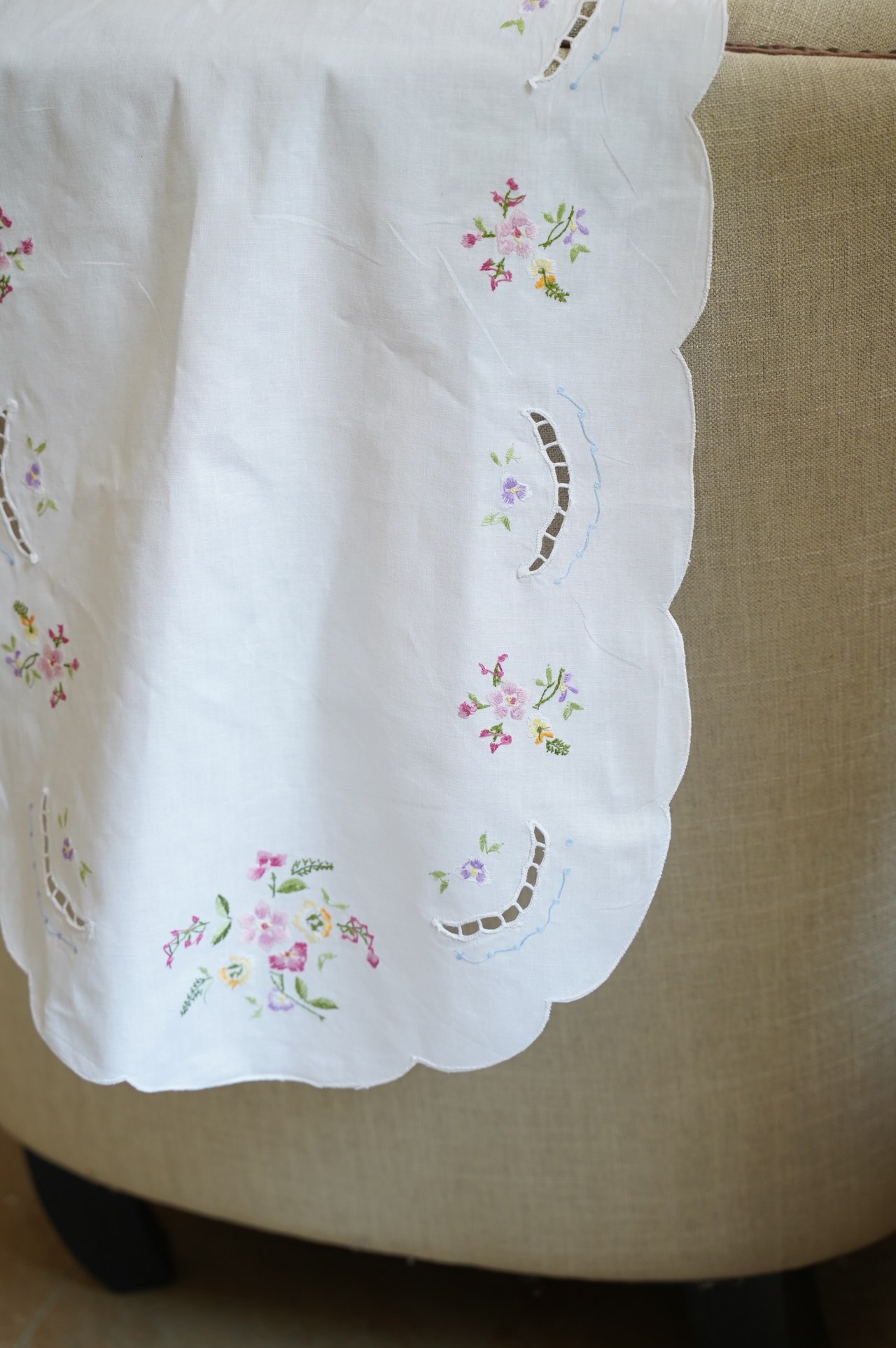 {ROLANDE.D} ∞ 刺繡蕾絲巾-刺繡小花∞45x135cm 