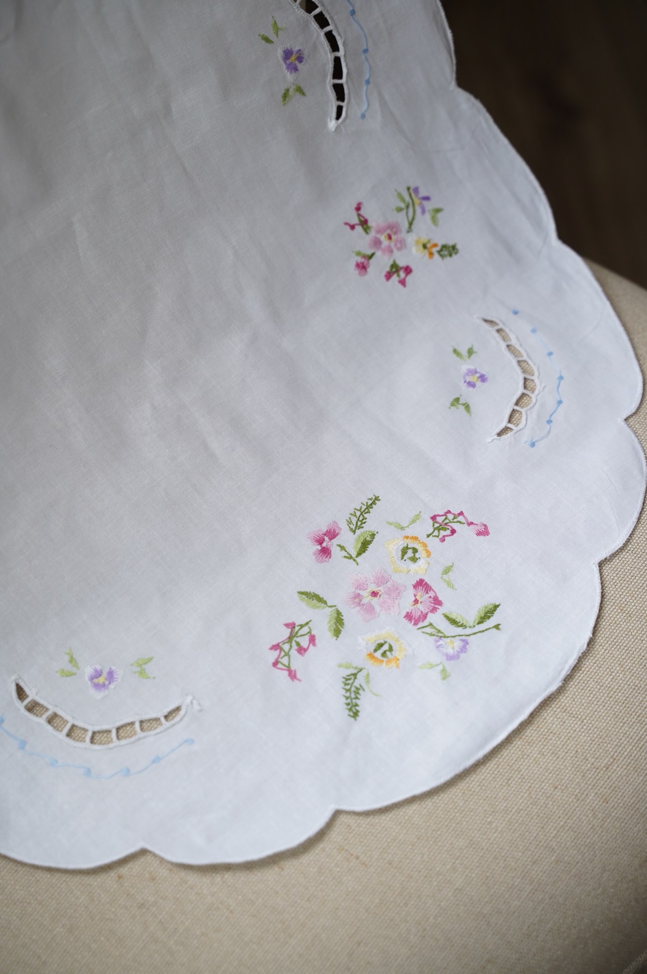 {ROLANDE.D} ∞ 刺繡蕾絲巾-刺繡小花∞45x135cm 