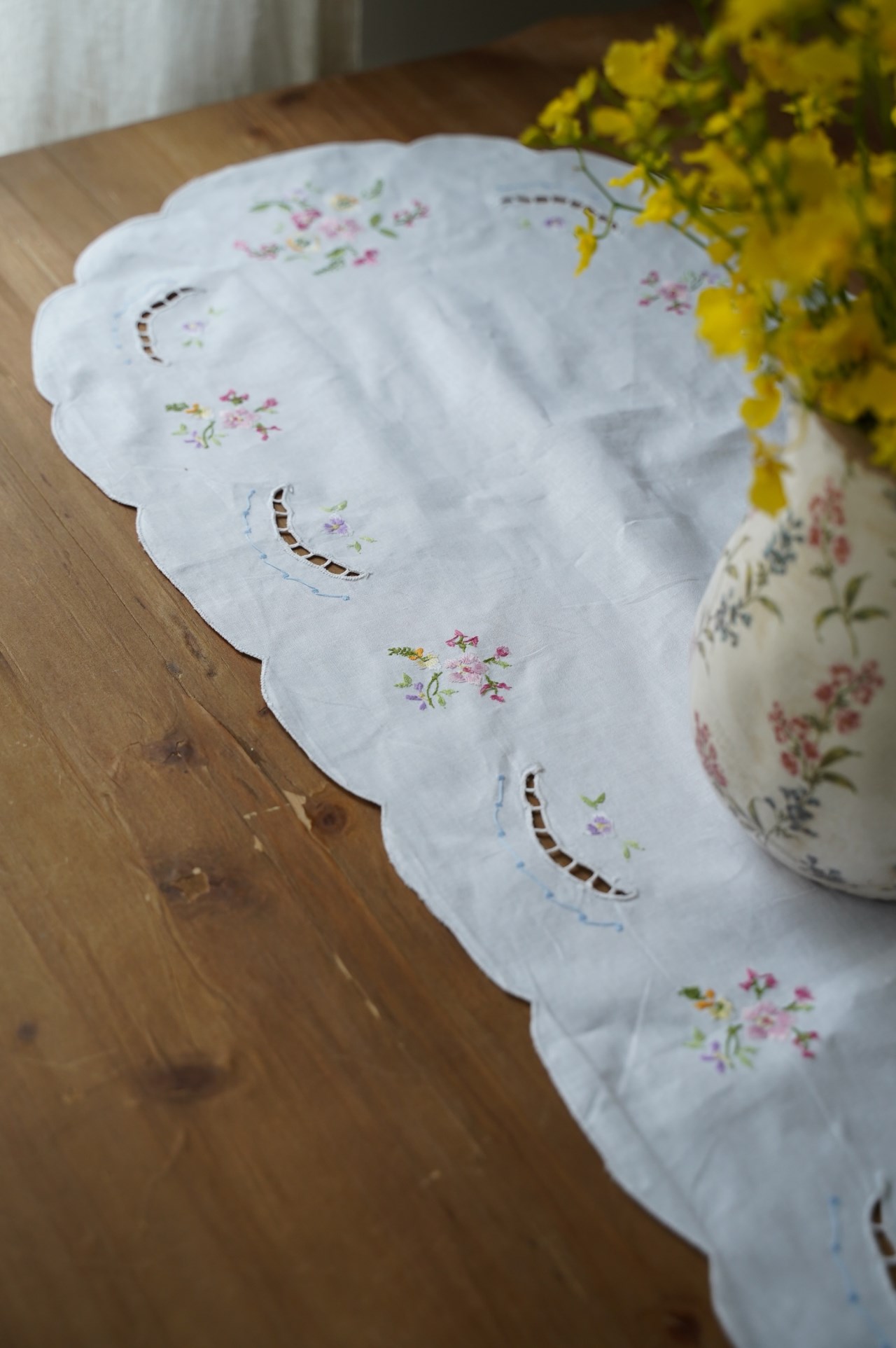 {ROLANDE.D} ∞ 刺繡蕾絲巾-刺繡小花∞45x135cm 