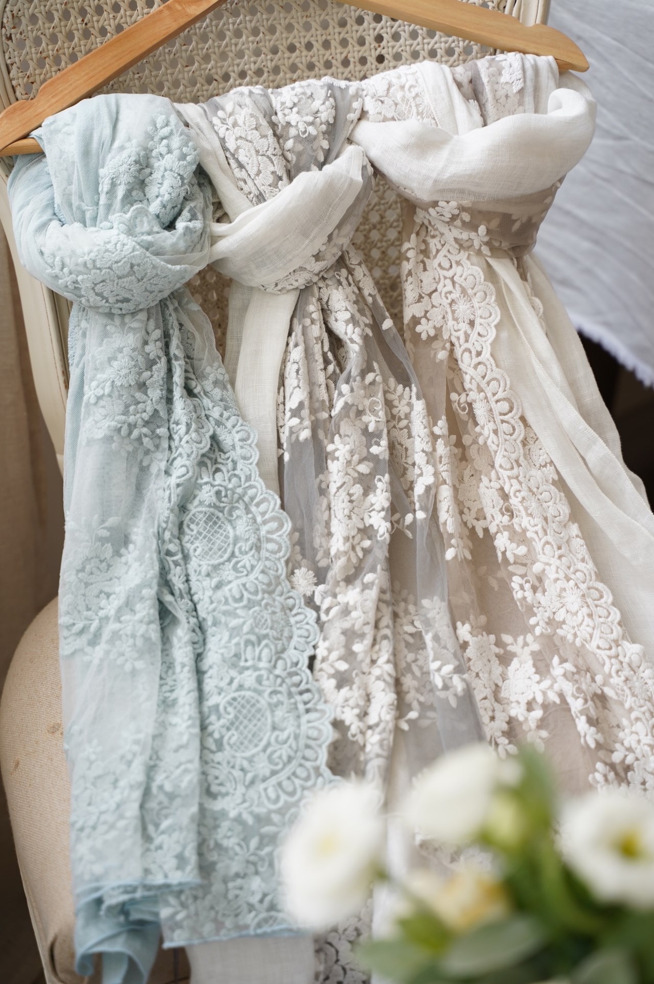 { Chez moi }∞ Provenza 亞麻蕾絲圍巾 (5色) 