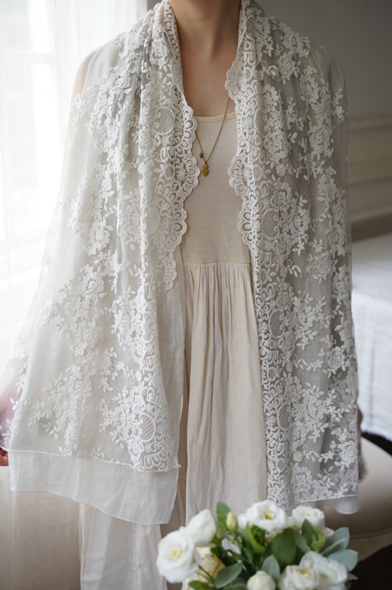 { Chez moi }∞ Provenza 亞麻蕾絲圍巾 (5色) 