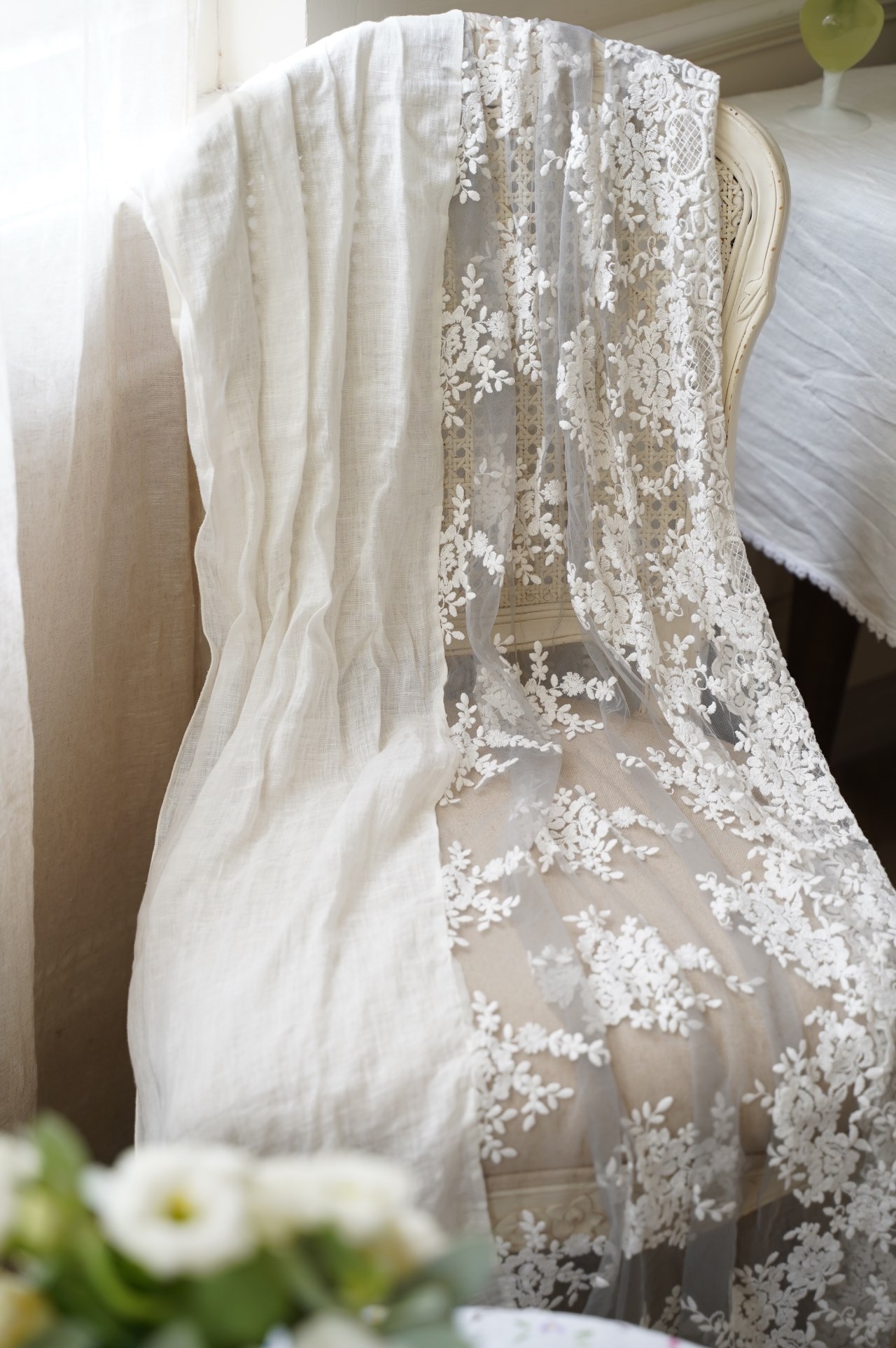 { Chez moi }∞ Provenza 亞麻蕾絲圍巾 (5色) 