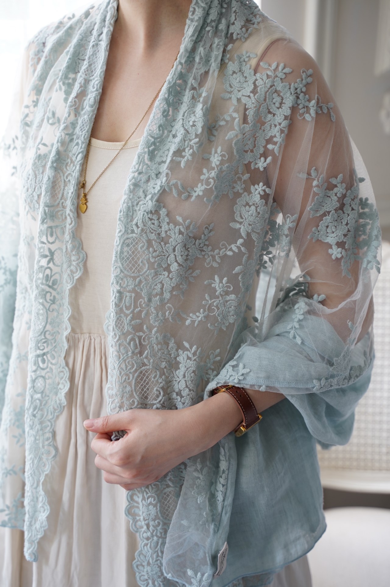 { Chez moi }∞ Provenza 亞麻蕾絲圍巾 (5色) 