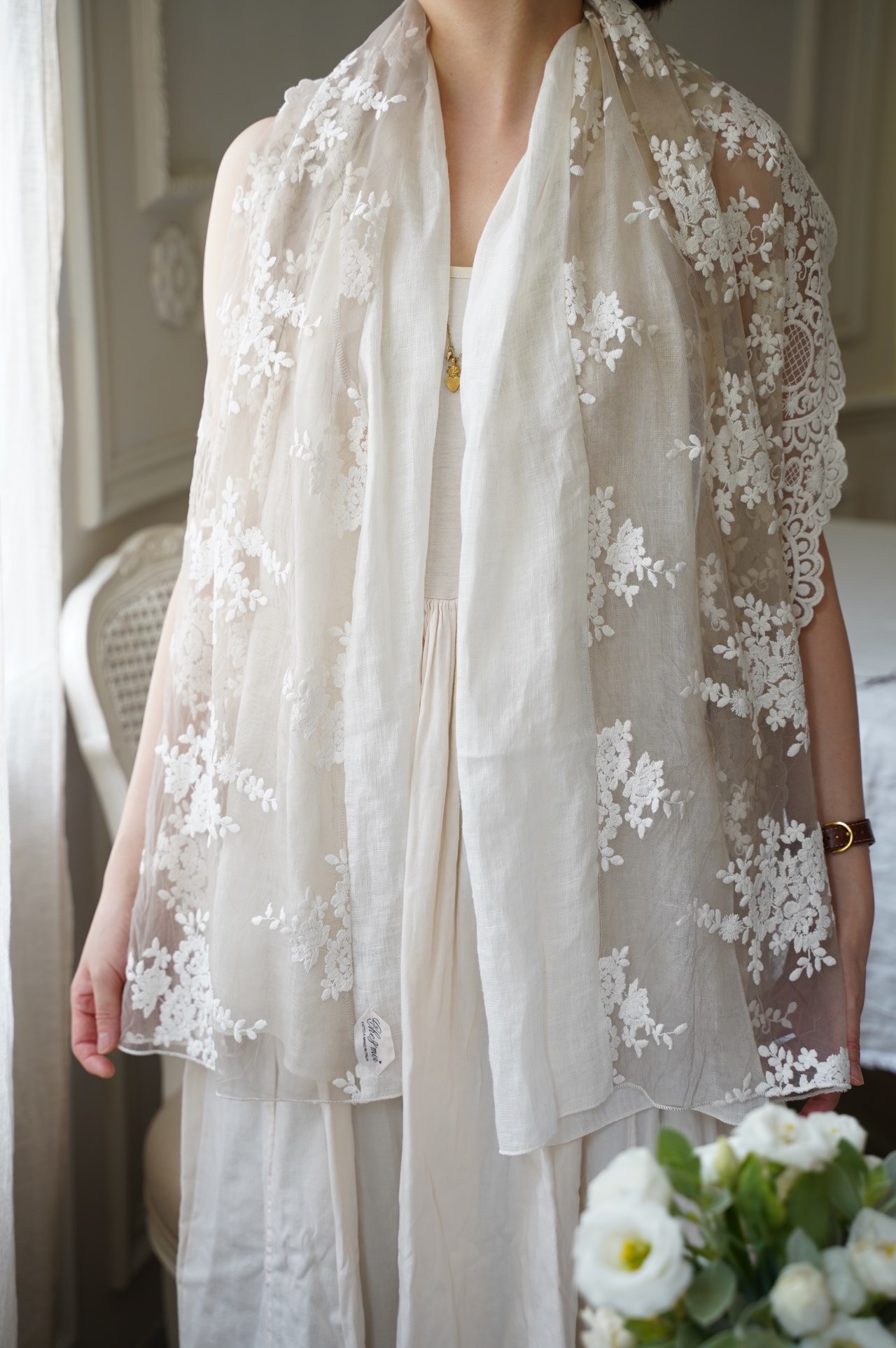 { Chez moi }∞ Provenza 亞麻蕾絲圍巾 (5色) 
