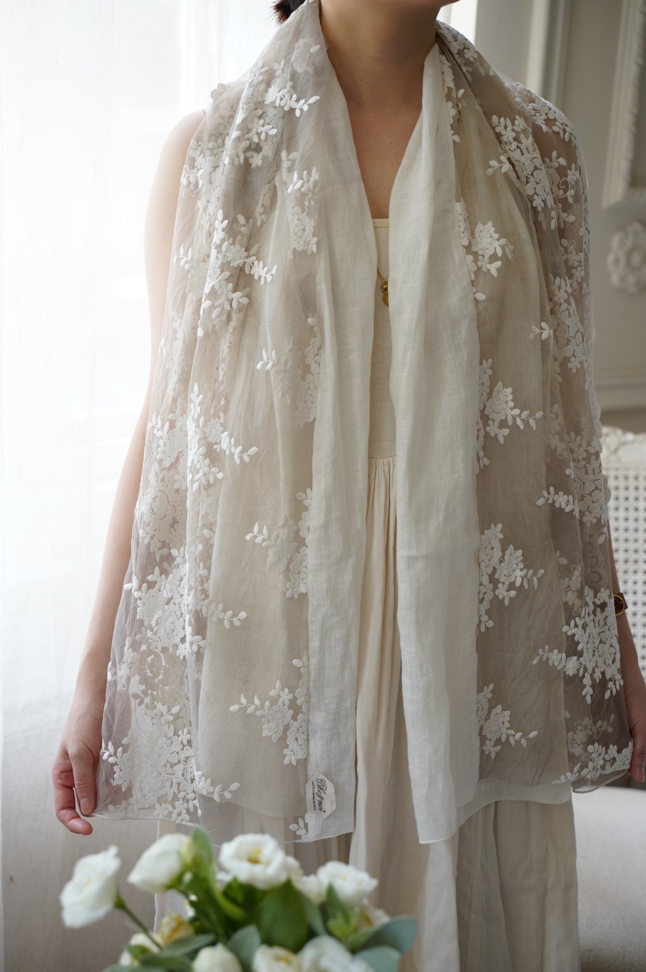 { Chez moi }∞ Provenza 亞麻蕾絲圍巾 (5色) 