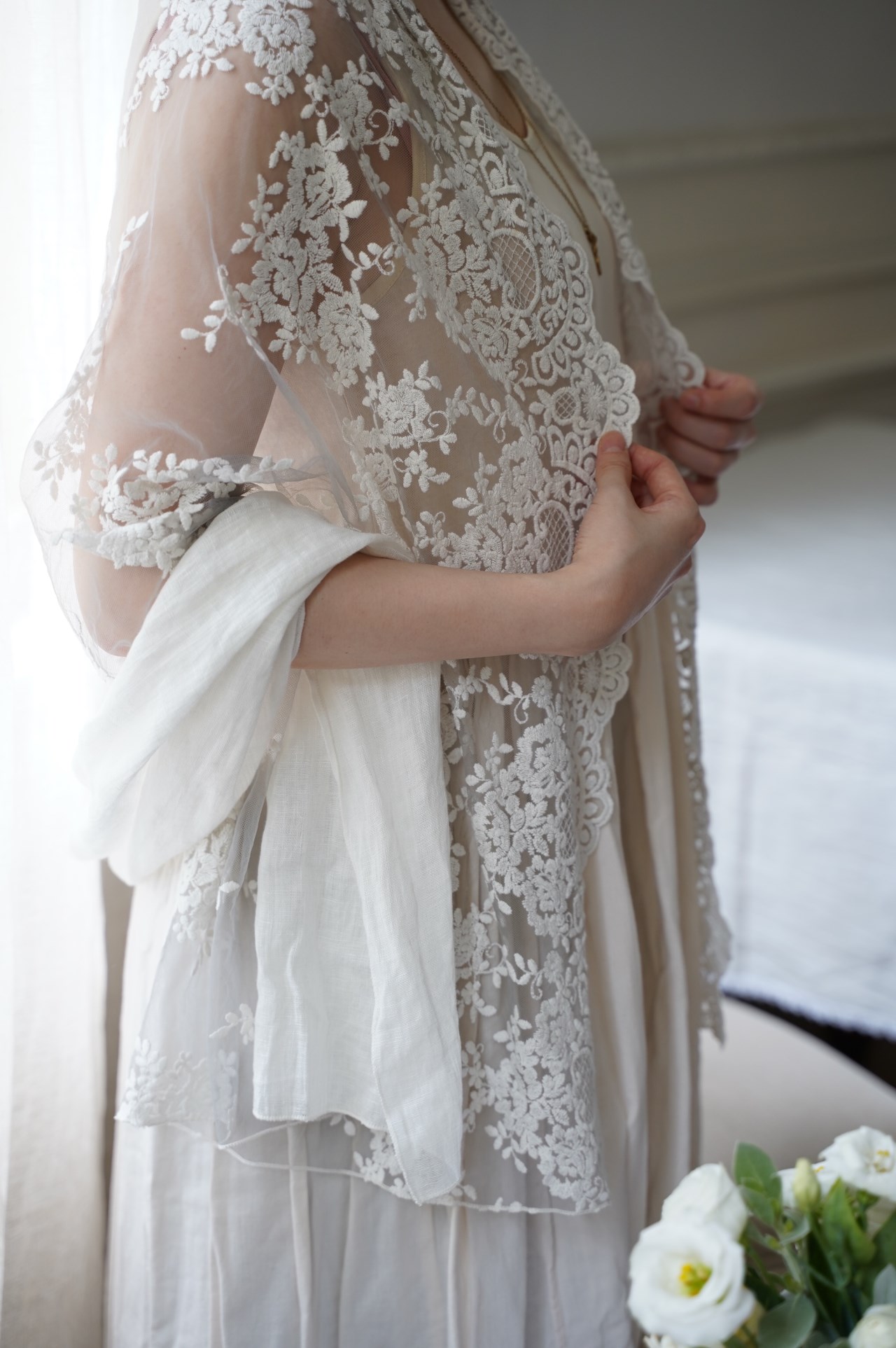 { Chez moi }∞ Provenza 亞麻蕾絲圍巾 (5色) 