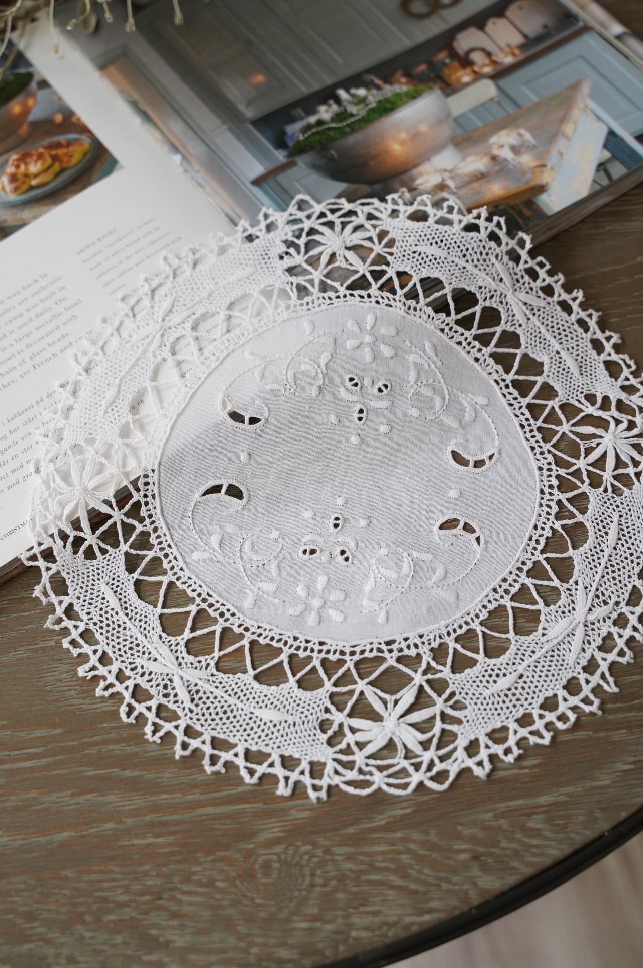 {ROLANDE.D} ∞ 白刺繡蕾絲巾 30cm