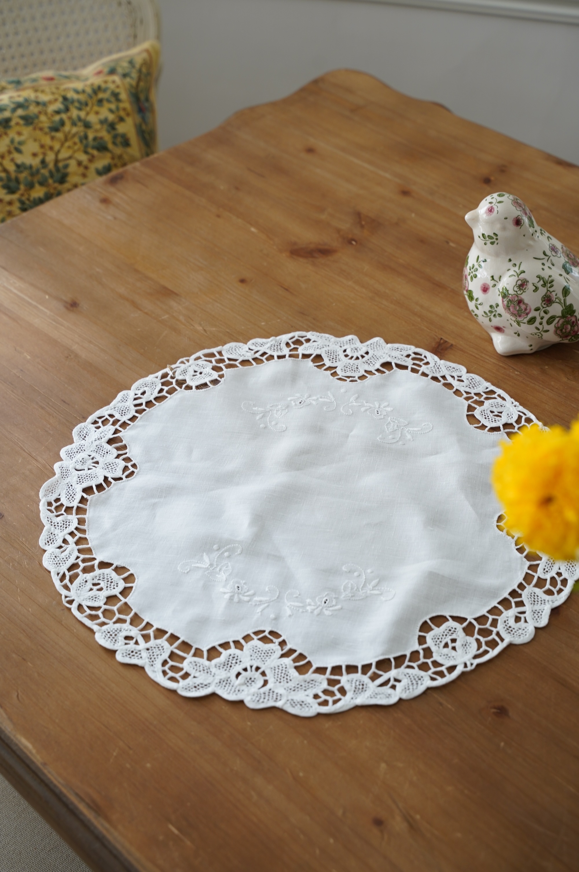 {ROLANDE.D} ∞ 白刺繡蕾絲巾 45cm