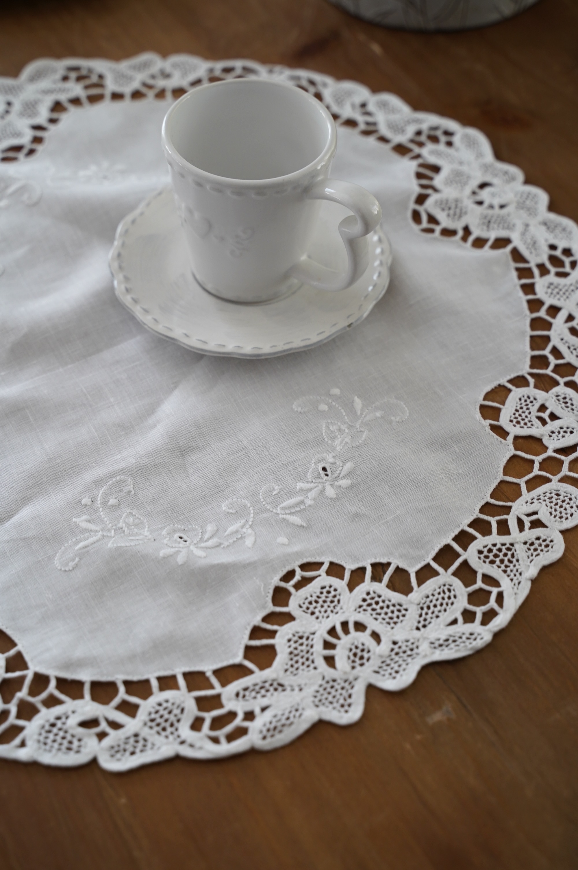 {ROLANDE.D} ∞ 白刺繡蕾絲巾 45cm