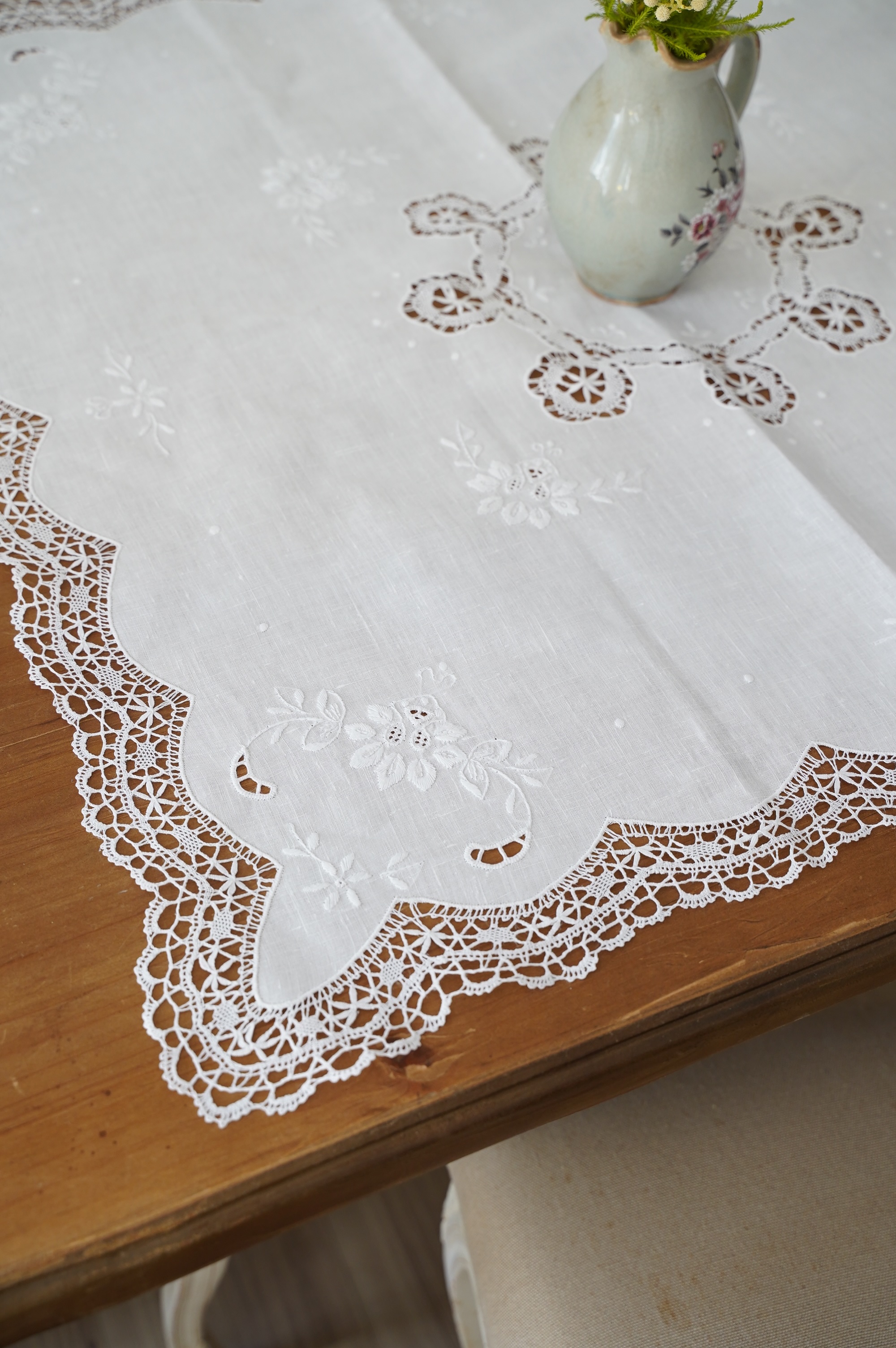 {ROLANDE.D} ∞ 白刺繡蕾絲巾 90x90cm