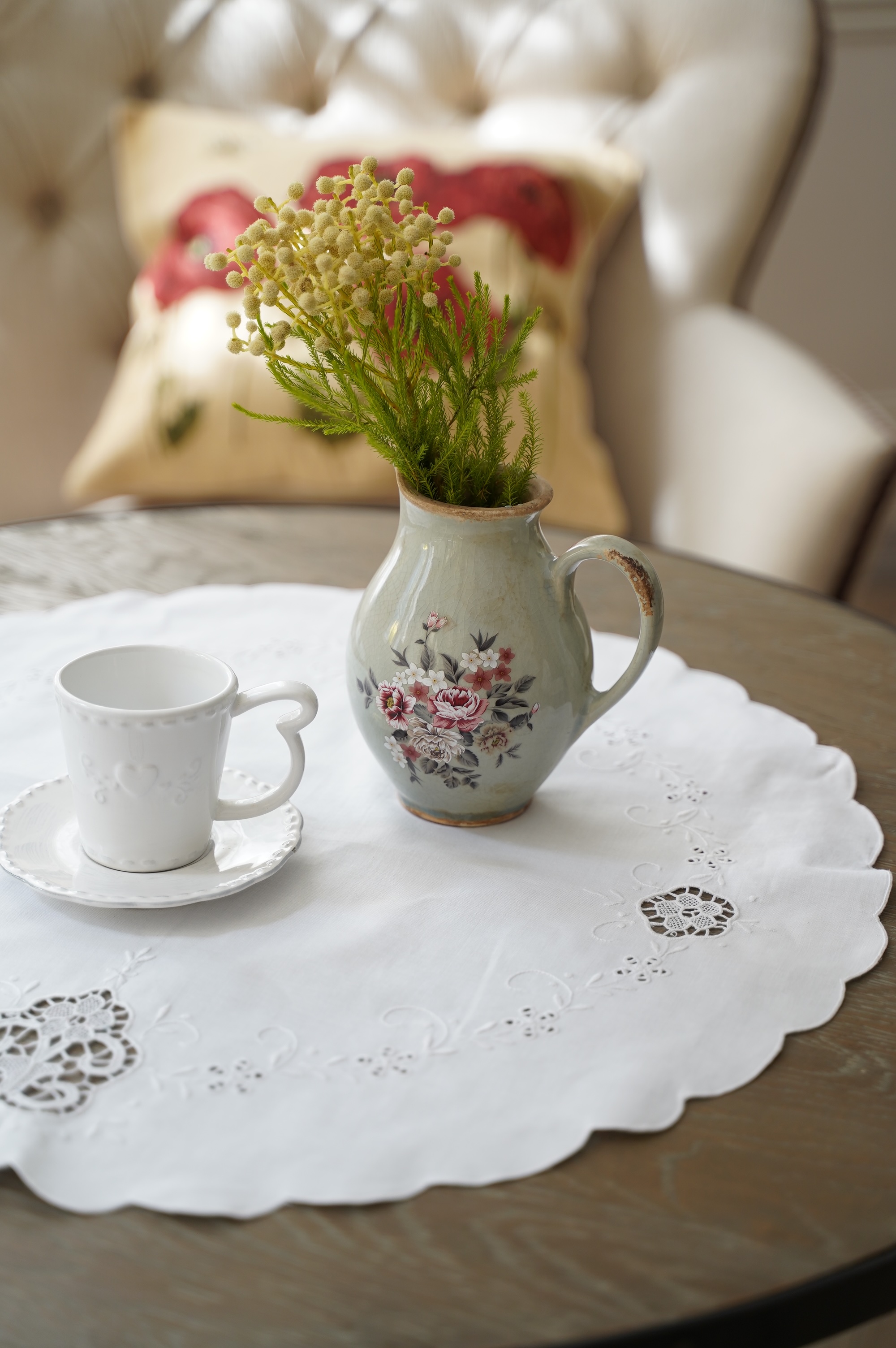 {ROLANDE.D} ∞ 白刺繡蕾絲巾 60cm
