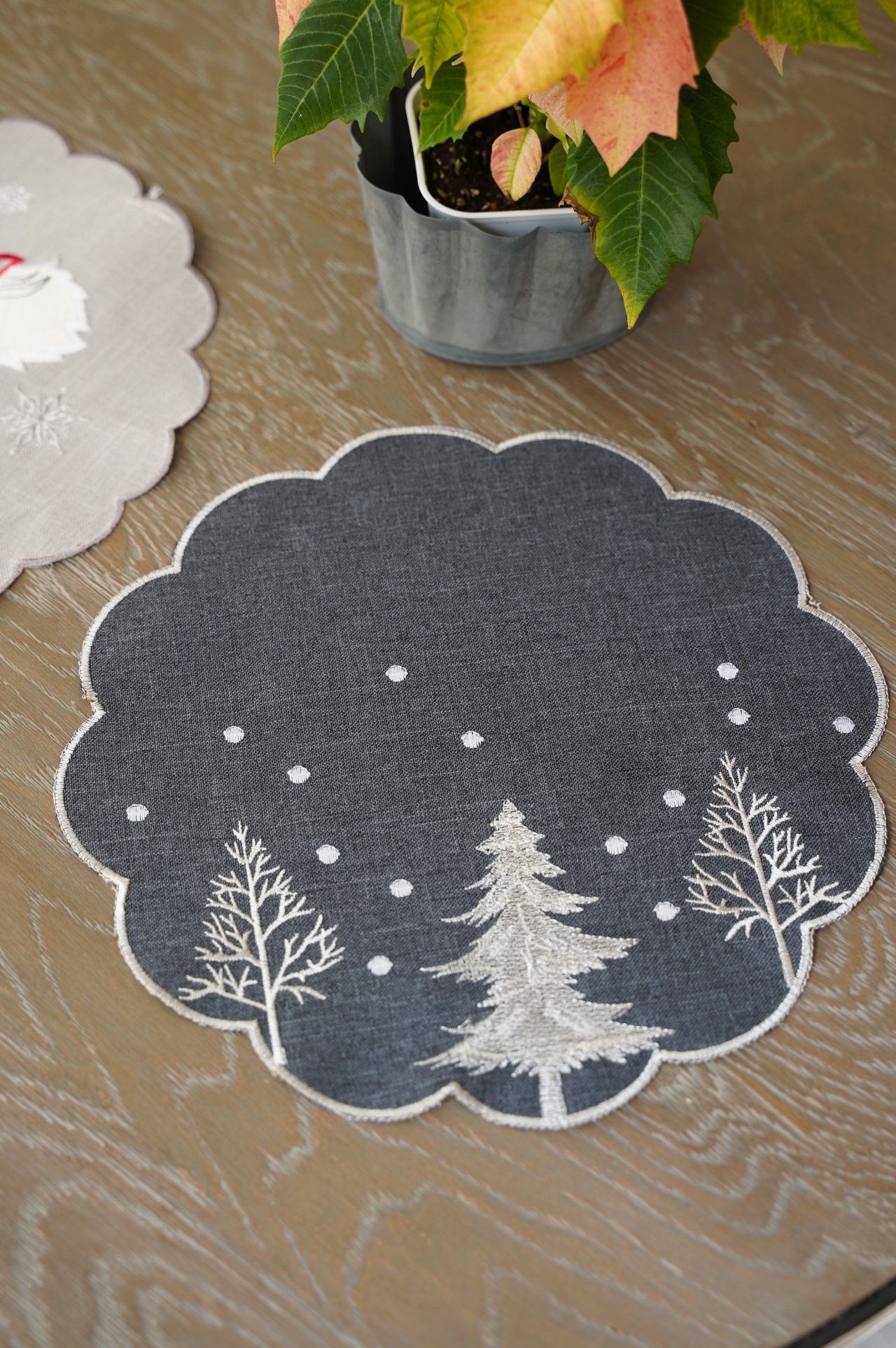 {ROLANDE.D} ∞ 圓形桌墊-聖誕樹白∞30cm