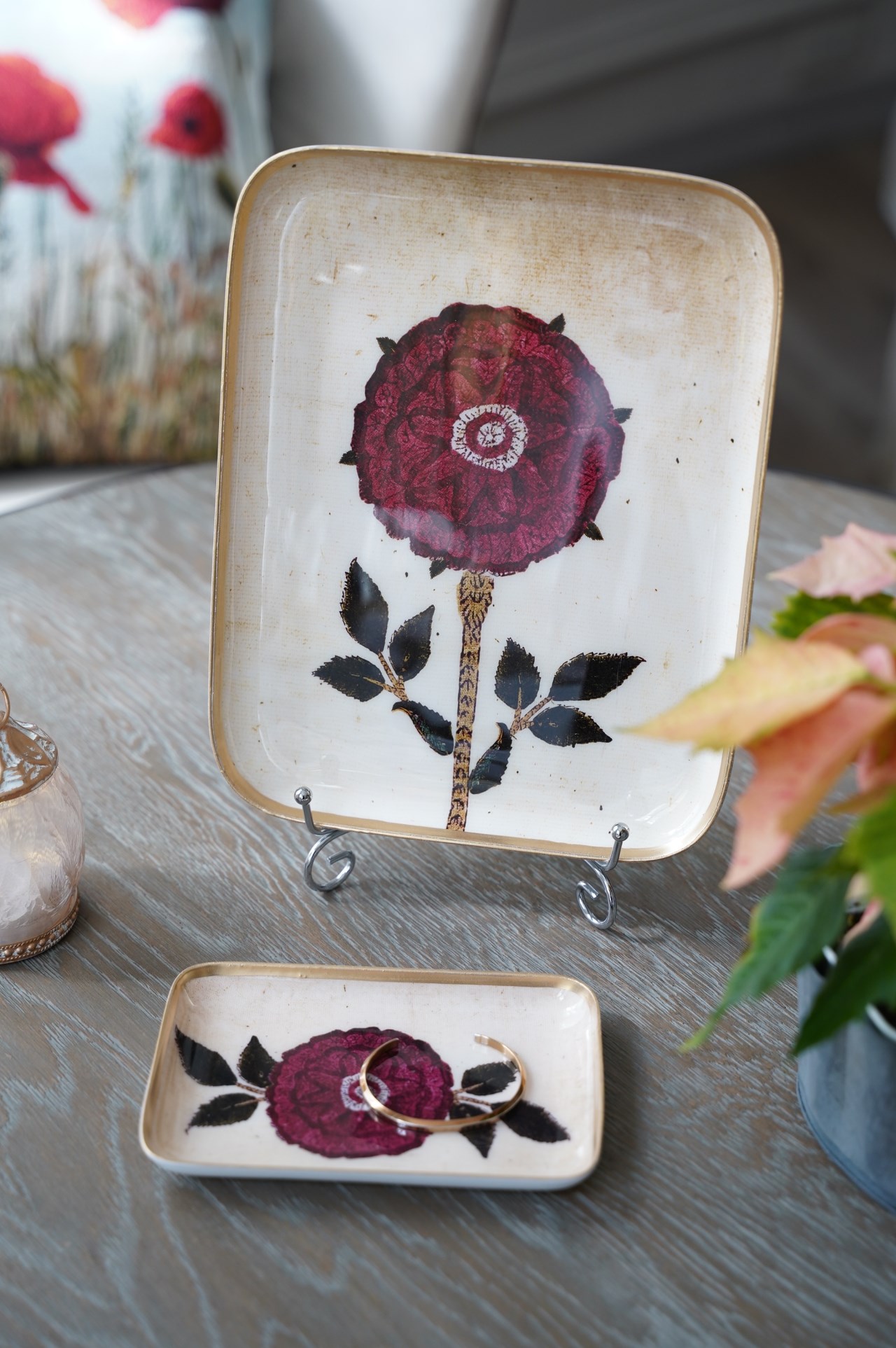 {Bon Coeurs} ∞牡丹花∞搪瓷彩繪托盤 (兩款)