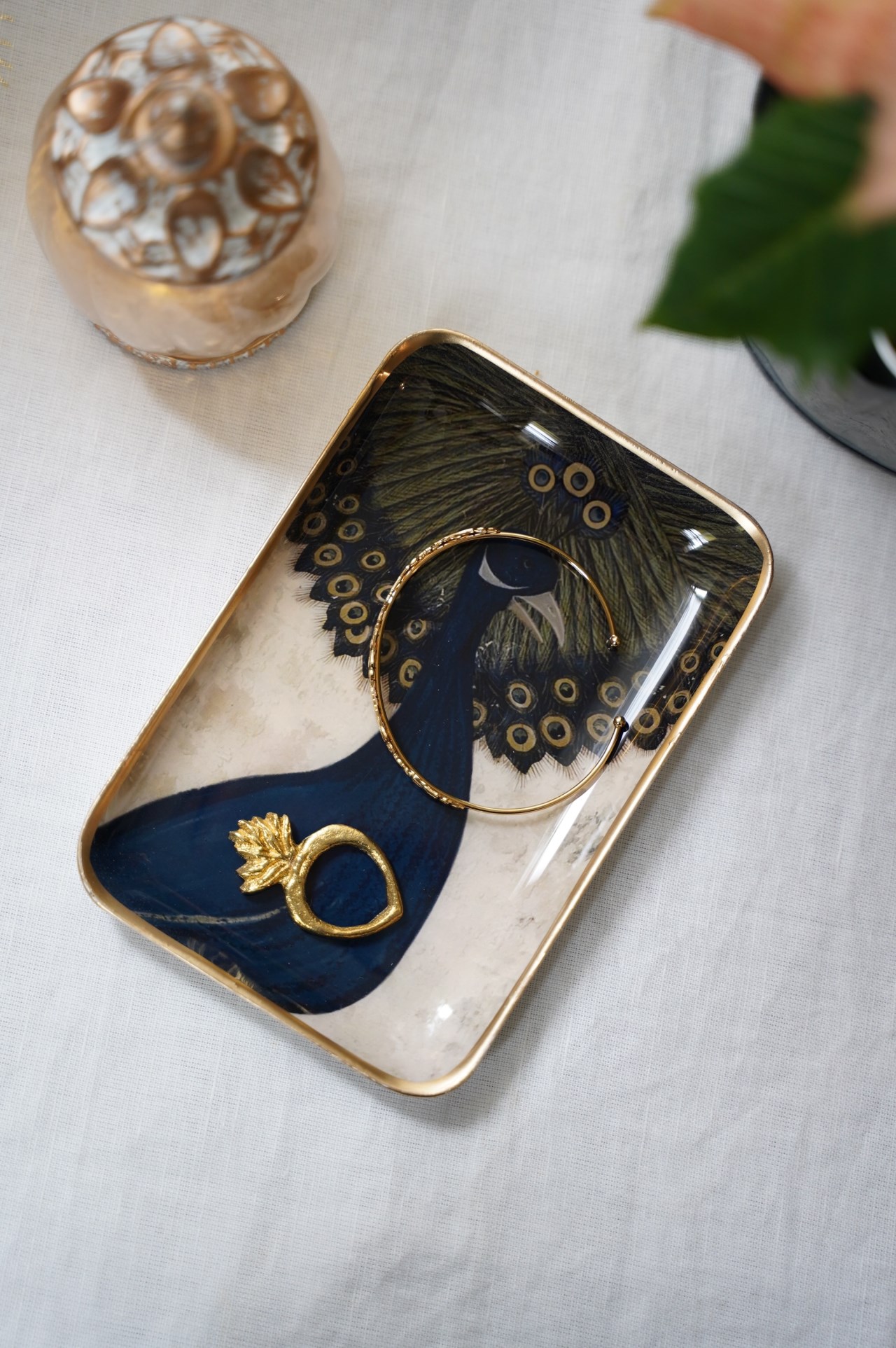 {Bon Coeurs} ∞孔雀∞搪瓷彩繪托盤