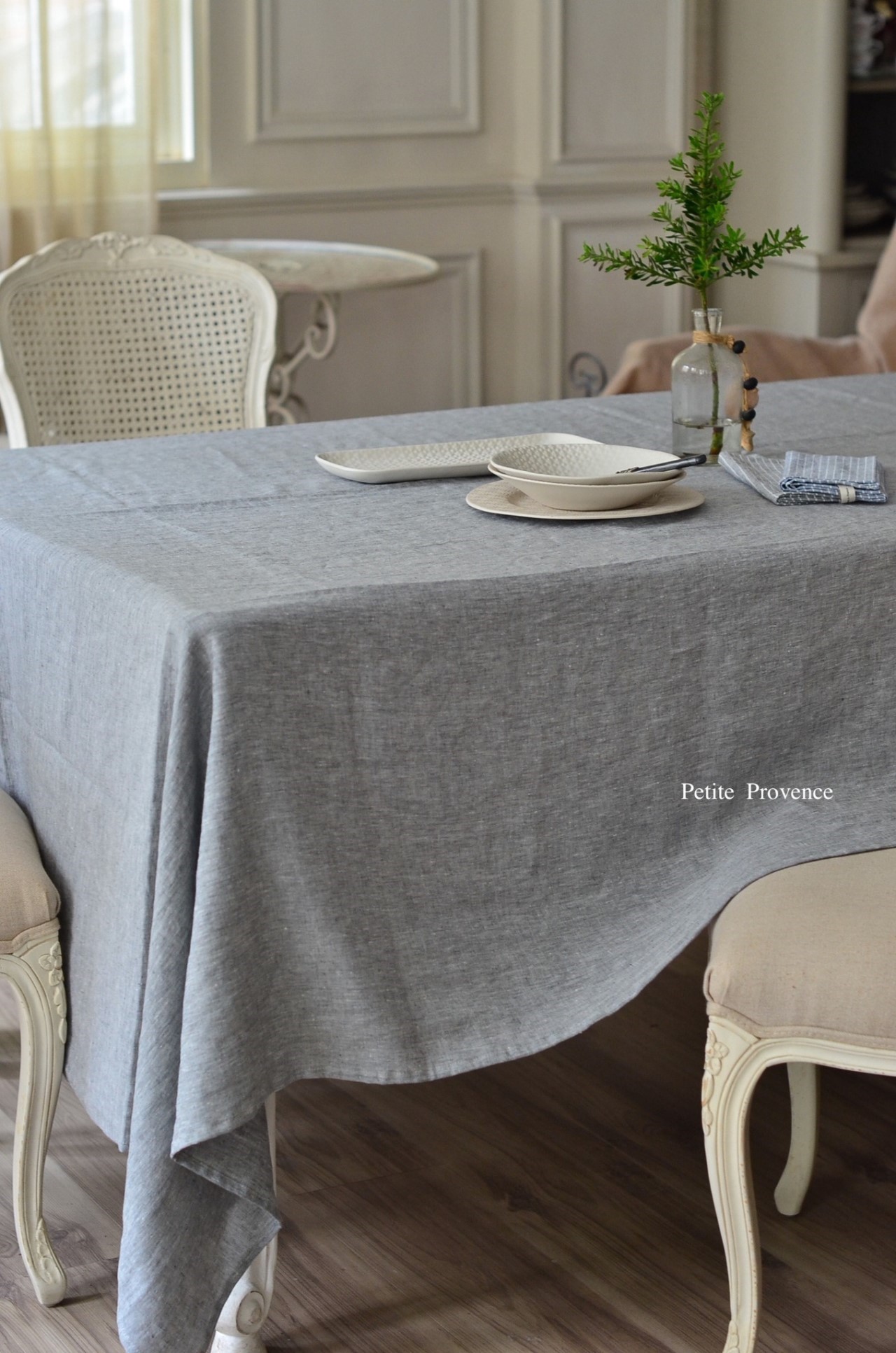{ Charvet Editions } ∞DUO 亞麻桌巾-灰藍 155x280cm 