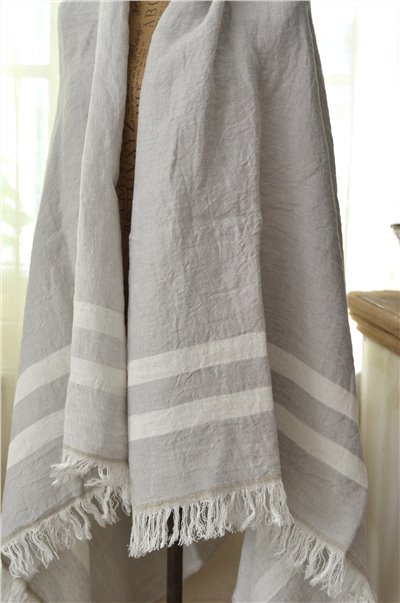 {LIBECO}∞ GRAY STRIPE 亞麻萬用毯 110x180cm 