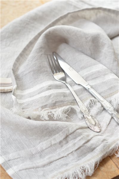 {LIBECO}∞ GRAY STRIPE 亞麻巾 55x65cm