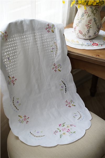 {ROLANDE.D} ∞ 刺繡蕾絲巾-刺繡小花∞45x135cm 