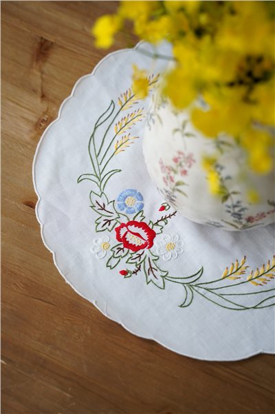 {ROLANDE.D} ∞ 圓形蕾絲巾-玫瑰 40cm 
