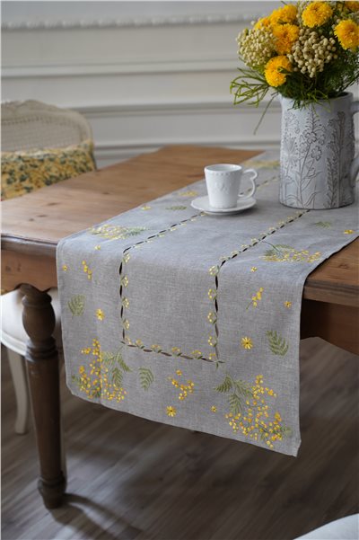 {ROLANDE.D} ∞ Mimosa 刺繡桌旗 50x150cm