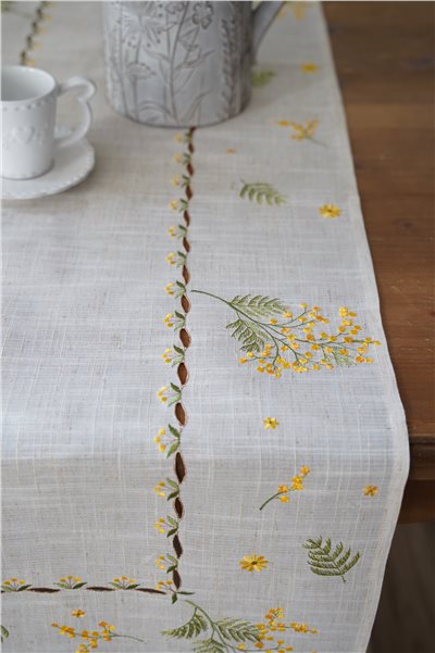 {ROLANDE.D} ∞ Mimosa 刺繡桌旗 50x150cm 