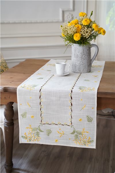 {ROLANDE.D} ∞ Mimosa 刺繡桌旗 50x150cm