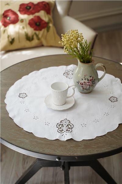 {ROLANDE.D} ∞ 白刺繡蕾絲巾 60cm