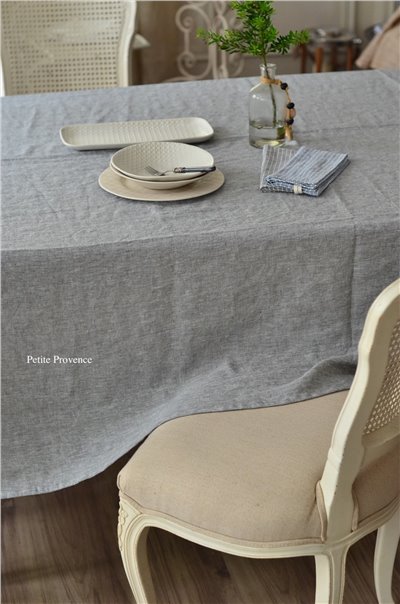 { Charvet Editions } ∞DUO 亞麻桌巾-灰藍 155x230cm