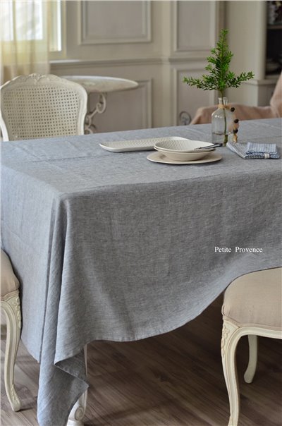 { Charvet Editions } ∞DUO 亞麻桌巾-灰藍 155x280cm 
